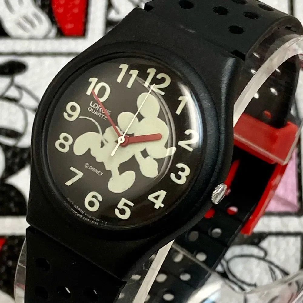 Vintage Disney X Lorus by Seiko Running Mickey Mouse Glow in the Dark Watch